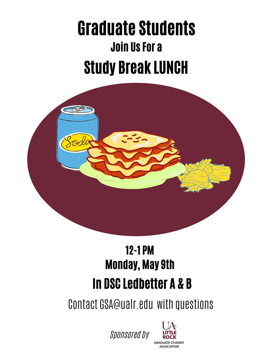 GSA_PR's tweet photo. GRADUATE STUDENTS:  Join us Monday, May 9th from 12-1 PM in DSC Ledbetter A &amp; B for a free lunch! https://t.co/hLl7CiDhAK
