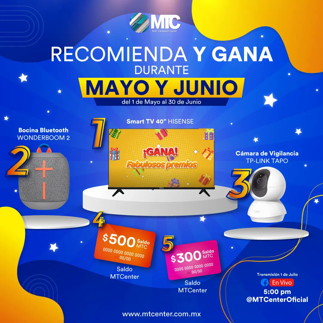 MTCenterOficial's tweet photo. ¡Participa en nuestra tómbola de Recomienda y Gana de Mayo y Junio! https://t.co/SvEKYYL0L8