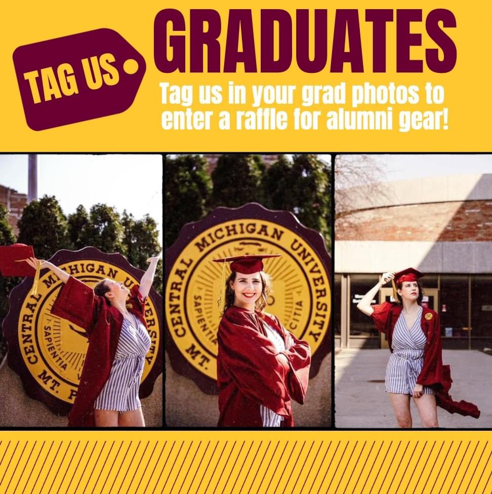 cmichcom's tweet photo. GRADUATING STUDENTS! Because we're so excited and proud of YOU, we would like to provide some lucky folks with some of your FIRST CMU Alumni swag! Follow us and then tag us in your graduation photos Friday-Sunday to have a chance to win! 

Photos by @quinnkphoto @jordanthatpal https://t.co/xZO2Xn2liH
