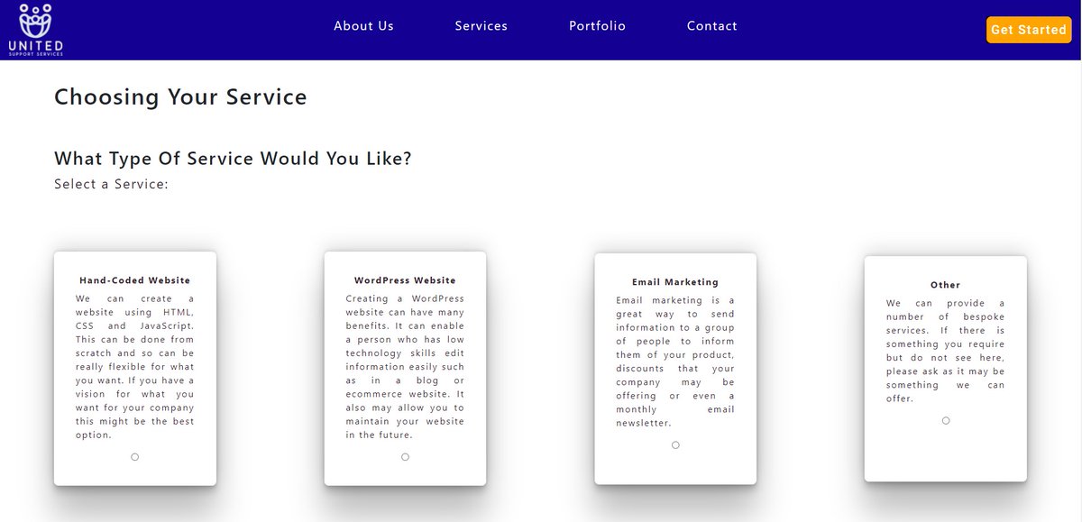 ryan__tarrant's tweet photo. Day 42/100

Beginning to complete a form page where clients can choose a service and submit it as a form. In early development currently. I want to use some browserside JavaScript with the radio buttons to show the form when the button is clicked. 

#100daysofcode #webdevelopment https://t.co/GrqUGt8TtZ