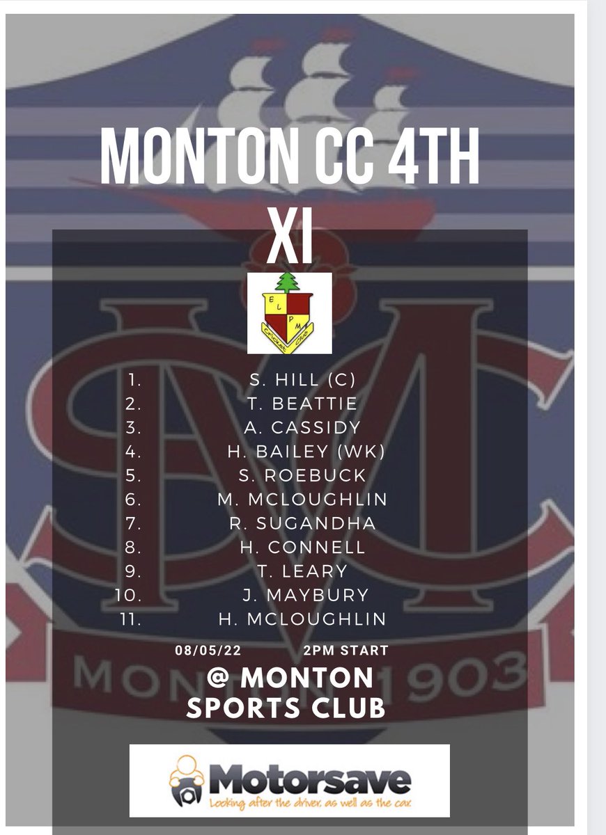 MontonCC's tweet photo. Our @MotorsaveLtd line ups for this weekend... senior debuts for Cassidy and Bailey in the 4ths and club legend Tommy Leary plays in his 24th season for the club 👏 https://t.co/OAyOfDnqFn