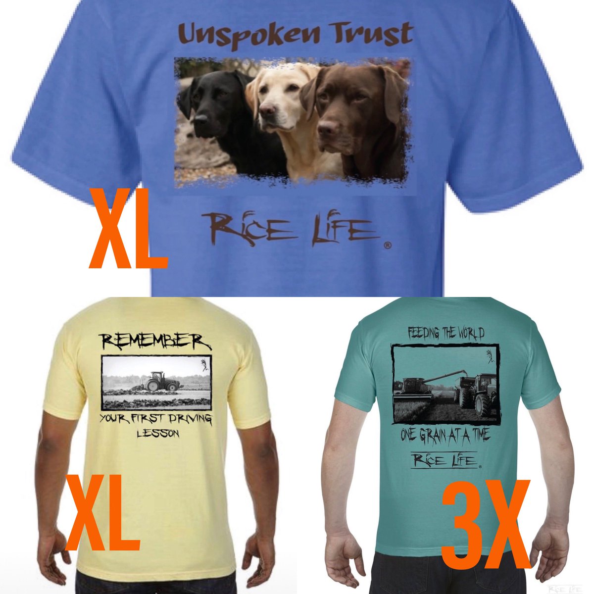 RiceLife6's tweet photo. Only 1 left of each deisgn. Sizes on pic. Marked to $20. Get’em b4 they are gone. https://t.co/KcdAeXusc8 https://t.co/GPHDUx5U0A
