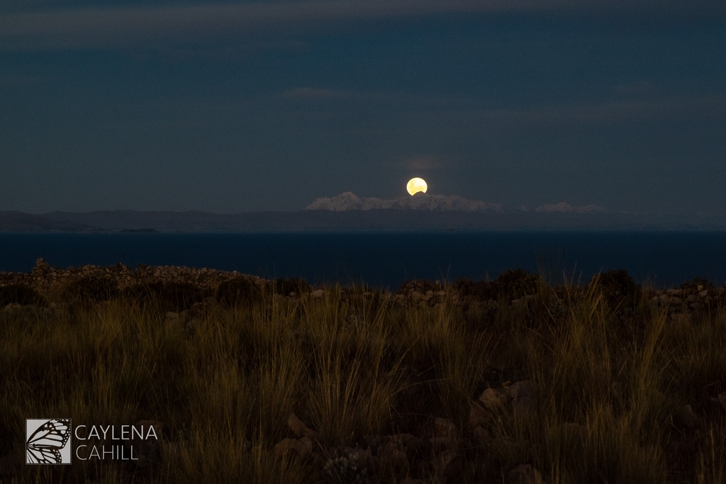 ccahill1's tweet photo. I saw the perfect moonrise from Amantaní Island in Lake Titicaca. That moon - full, orange and right over the snow-capped mountains. 😍 https://t.co/zHHSbHRNnT