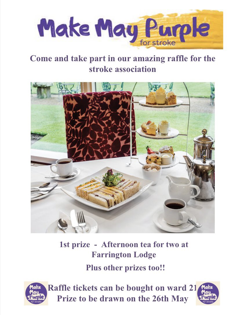Please share to raise funds for <a href="/TheStrokeAssoc/">Stroke Association</a> Tickets on ward 21 <a href="/Stroke_Unit_RPH/">Acute Stroke Unit @lthtr</a> <a href="/amandametcalf90/">Amanda Metcalf (Coulthurst)</a>