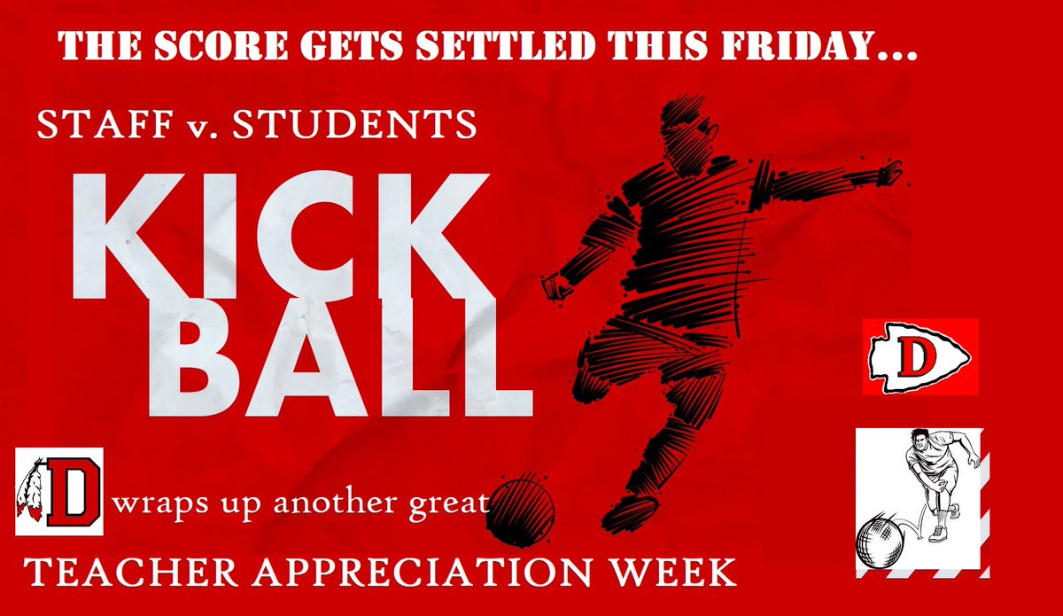 As we wrap up a great week recognizing the much appreciated work of our DHS faculty, we come together for one final Staff vs. Students Challenge. The weekend kicks off with a spirited game of Kickball on Friday afternoon. <a href="/DerbyRedRaider/">Derby High School</a>
