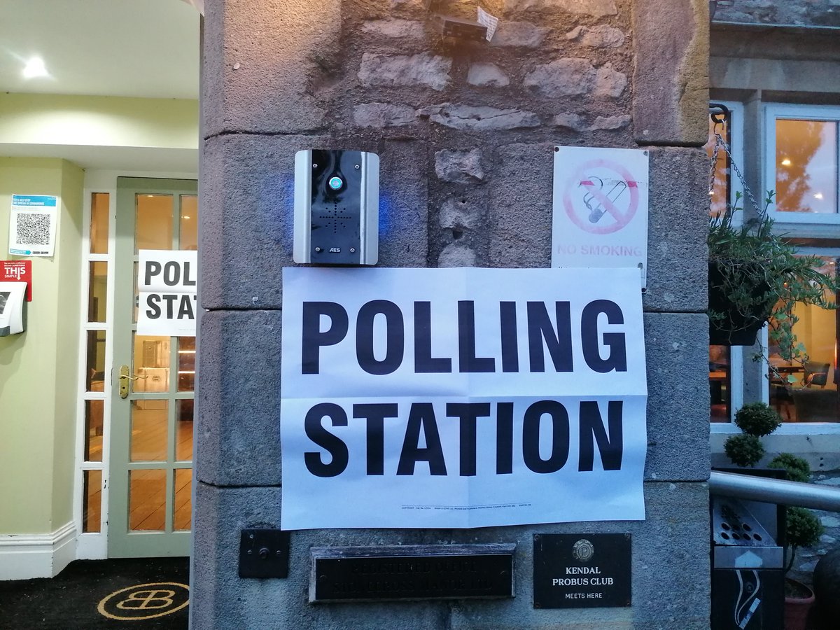 SouthLakelandDC's tweet photo. Polling stations close at 10pm tonight. As long as you're in line by 10pm you'll be able to vote in today's historic elections to the new Westmorland and Furness Council.

#VoteToShapeTheFuture https://t.co/Bx5OQVWRD0