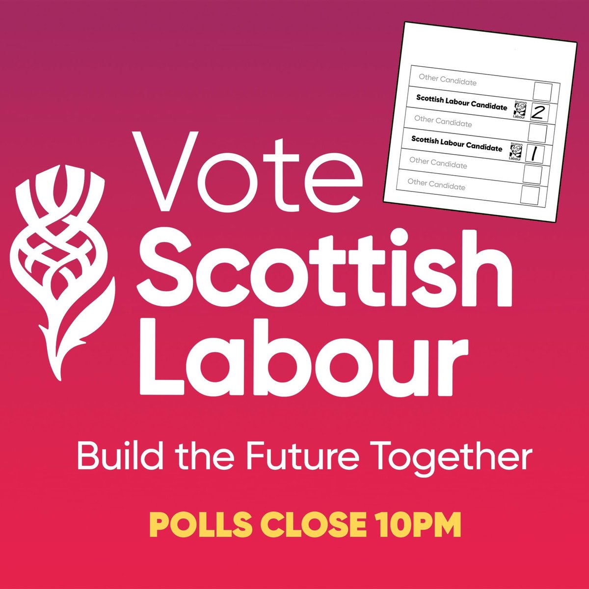 MidlothLabour's tweet photo. Polls close at 10pm. #VoteScottishLabour https://t.co/pSdD3L1P1W