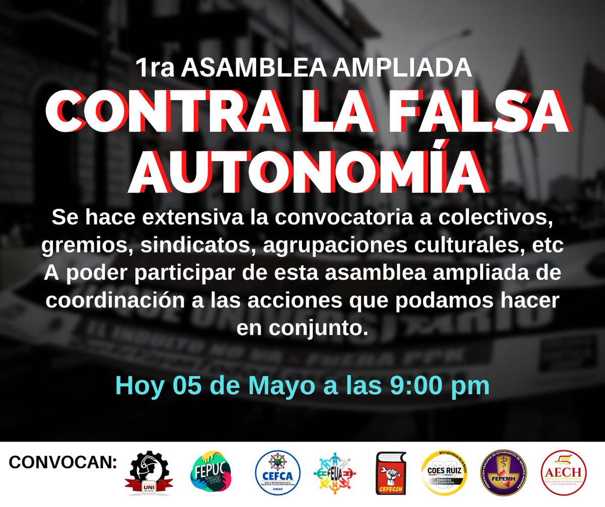 laeducserespeta's tweet photo. [1ra ASAMBLEA AMPLIADA]
Organizados y unidos venceremos a las mafias de la educación que han vulnerado nuestros derechos y el futuro de nuestro país, sin calidad en la educación no lograremos avanzar como sociedad, por eso #LaEducacionSeRespeta
Link meet: https://t.co/djrZSwVcds https://t.co/gOPwcYySMQ
