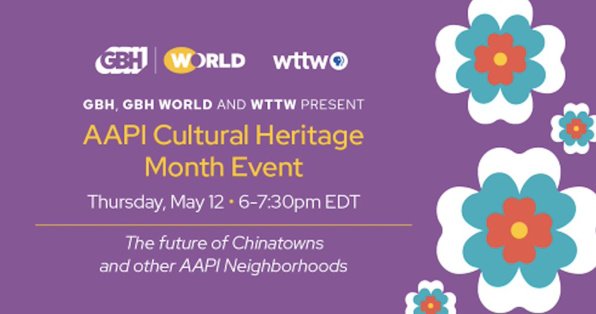 LizHagyard's tweet photo. Celebrate AAPI Cultural Heritage Month on Thurs., 5/12 at 6pm EDT with @GBH, @worldchannel and @WTTW. Learn more or register today for this free community event: https://t.co/Zp9019HBhY https://t.co/TAUacIKSUk