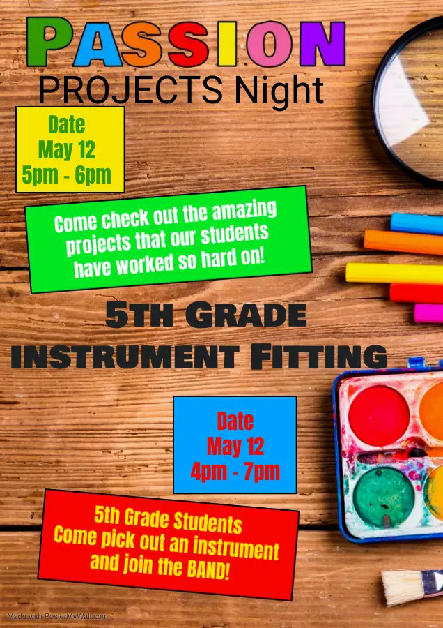 WWayneSchools's tweet photo. Western Wayne Elementary Families,

We would love for you to join us in highlighting all of our student's passion projects. This night will also host our 5th-grade instrument fitting for those who wish to take part in Band during the 22-23 School Year. https://t.co/vIJRdGOh3x