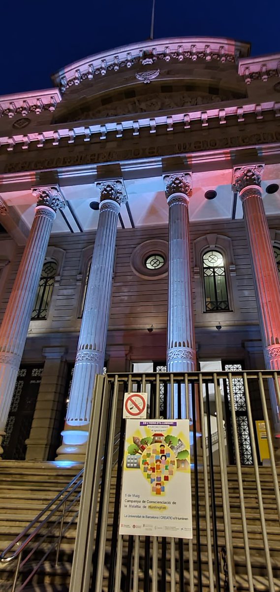 Avui la Facultat de Medicina @CampusClinicUB i @Creatio_UB de la @UniBarcelona s’iluminen pel Huntington #LightItUp4HD #IlluminatPerHuntington #Huntington2022
@UBneuroscience @idibaps