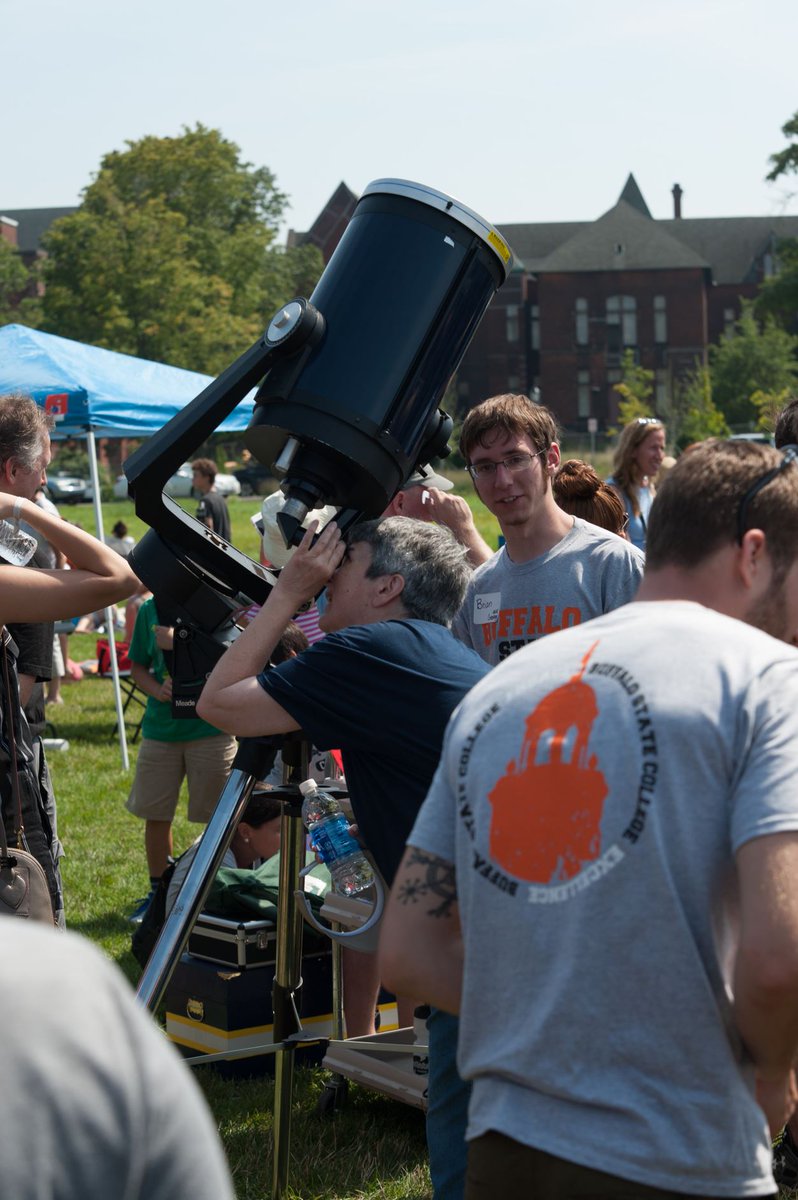 kconwayturner's tweet photo. In 2017, @BuffaloState and @WFPlanetarium hosted a community viewing party for the partial solar eclipse! It was an educational and exciting event! Looking forward to what is in store for the 2024 eclipse where Buffalo, NY, will be in the path of totality. #BuffState150 https://t.co/07youR8BlO
