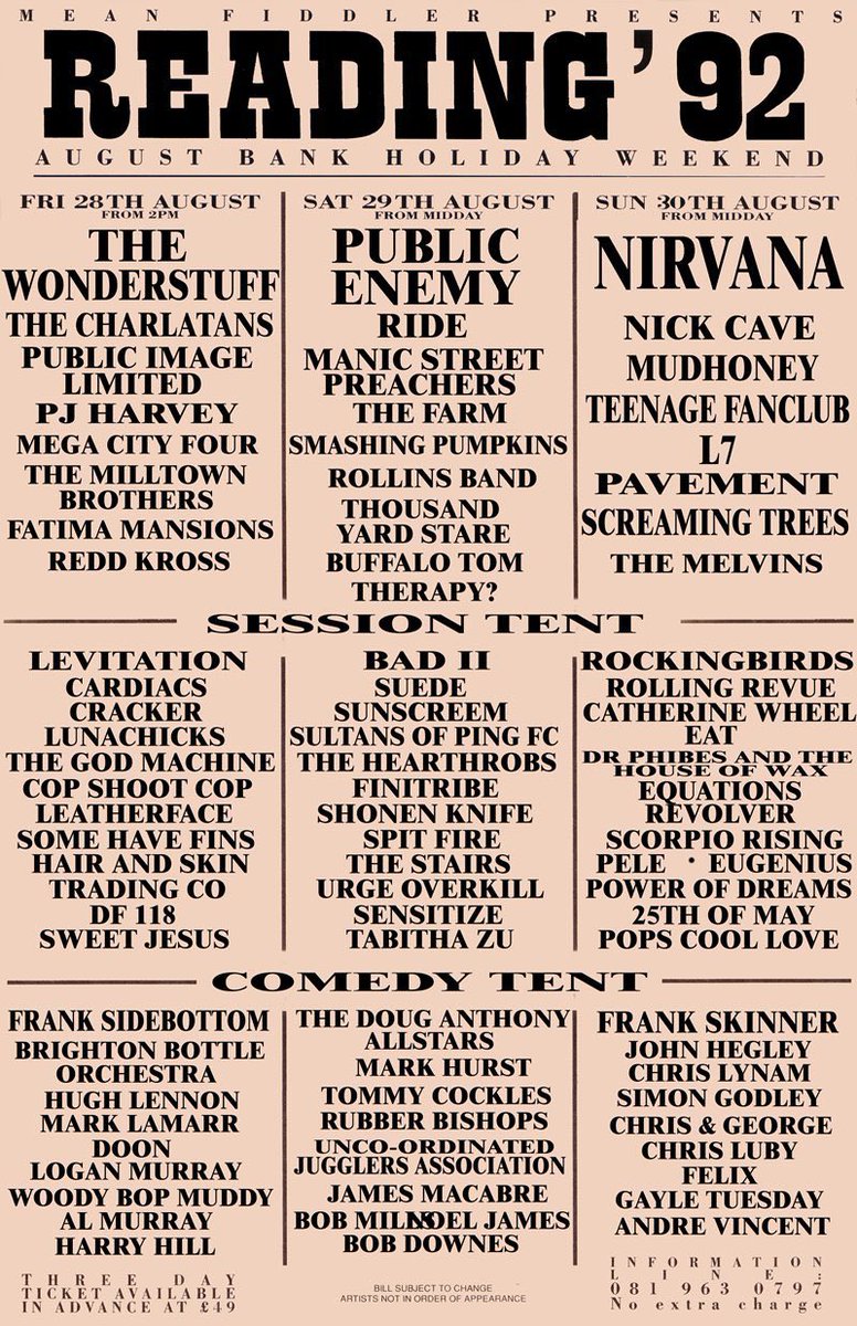 PaulHusband_'s tweet photo. This line up. ❤️
How lucky we were. 

I had a ticket for reading 96 but I swapped it with someone for a carton of Ribena because I was exceptionally thirsty. https://t.co/ENpqxrAwT8