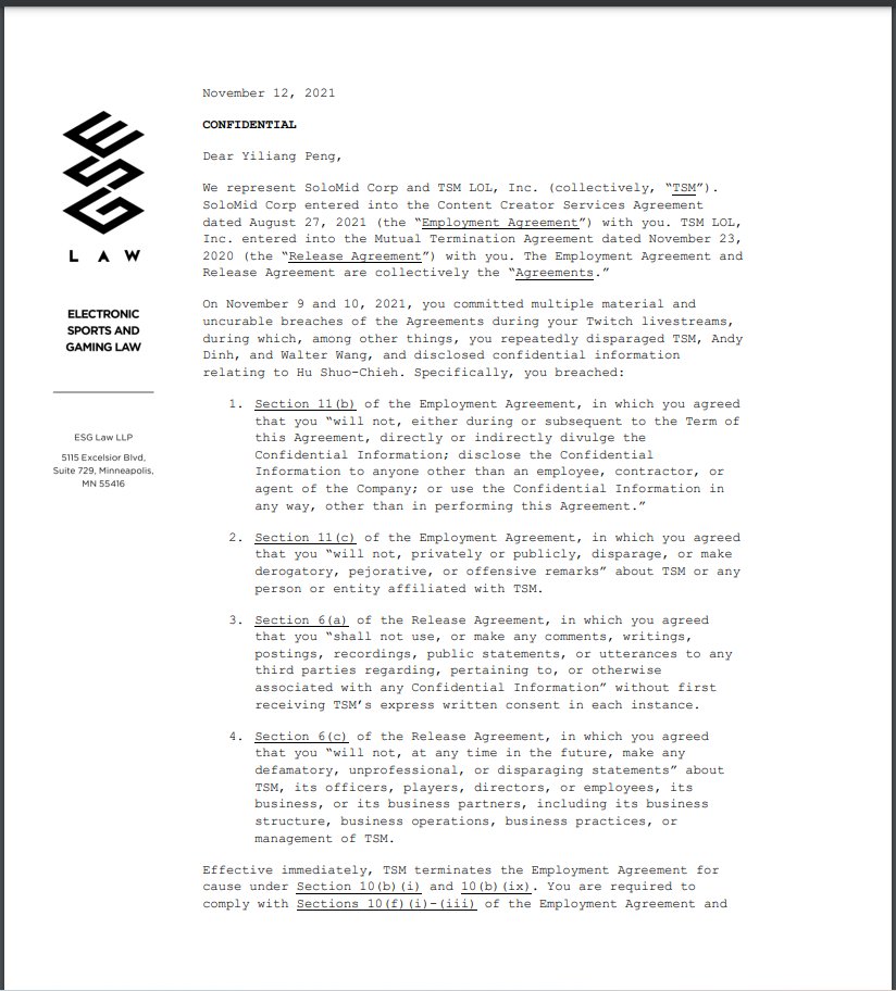 [閒聊] Doublelift被TSM告 公開TSM律師函