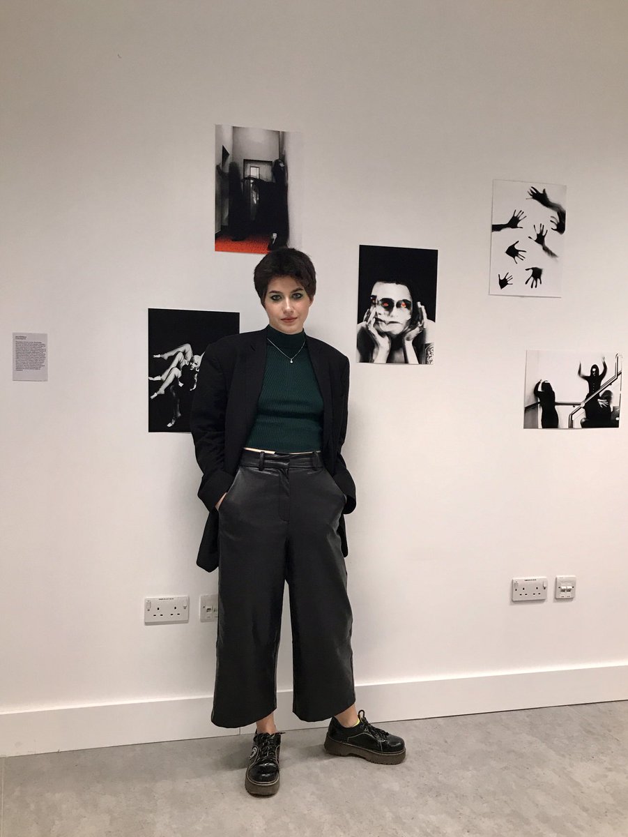 Jana Bulchova, third year, with her project ‘In the Deep End’ today at ‘Mise-en-Scène’ exhibition, East Quad &amp; soon to be ⁦<a href="/TLP_says/">The Library Project</a>⁩! #photography