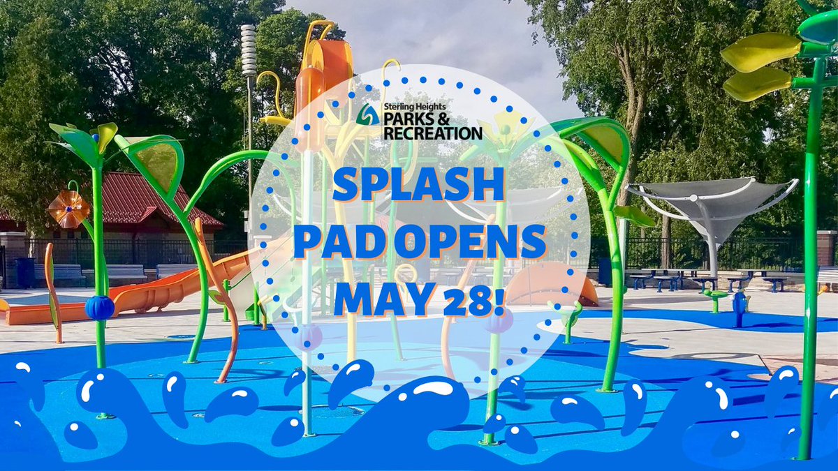 The Dodge Park Splash Pad will open for the season on Saturday, May 28! 🎉

2022 Hours of Operation:
Monday: 12 - 8 p.m. 
Tuesday – Sunday: 10 a.m. - 8 p.m.

More info can be found here: bit.ly/3yg6h2l