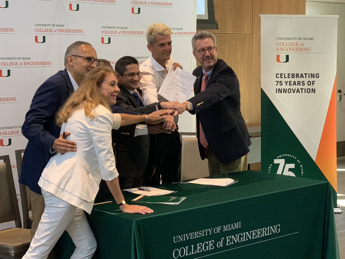 umiamiengineer's tweet photo. #MiamiEngineering is hosting concrete industry heavyweights as they sign historic agreements to achieve industry-wide carbon neutrality by 2050, addressing the fact that cement production accounts for 7% of global carbon emissions. https://t.co/XjpHyxydpy