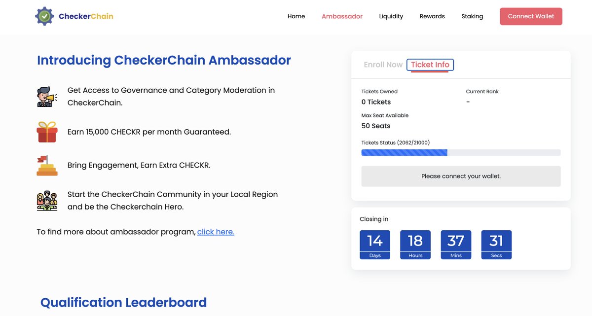 checkerchain's tweet photo. 2062 tickets are bought with $CHECKR tokens for DCA seats!

✅ Qualified 50 DCAs will govern the 5 review categories.
➡️ Kickstarting quality posts for decentralized reviews &amp; better revenues
 
Over 2m $CHECKR has already been utilized for this. Join now: https://t.co/6eYmsfpoi2 https://t.co/uuOZl7mPrl
