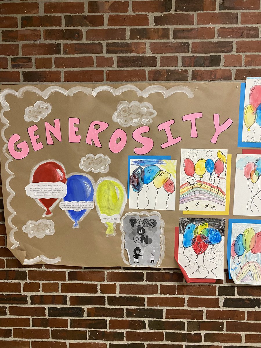 msbrennet's tweet photo. Loved celebrating our Generosity  theme during the months of March and April here at HHS! It was wonderful hearing about how our Huckleberry Heroes show Generosity and seeing the artwork in the halls!Looking forward to our final theme of the school year 😀 https://t.co/RclzA6qxRq