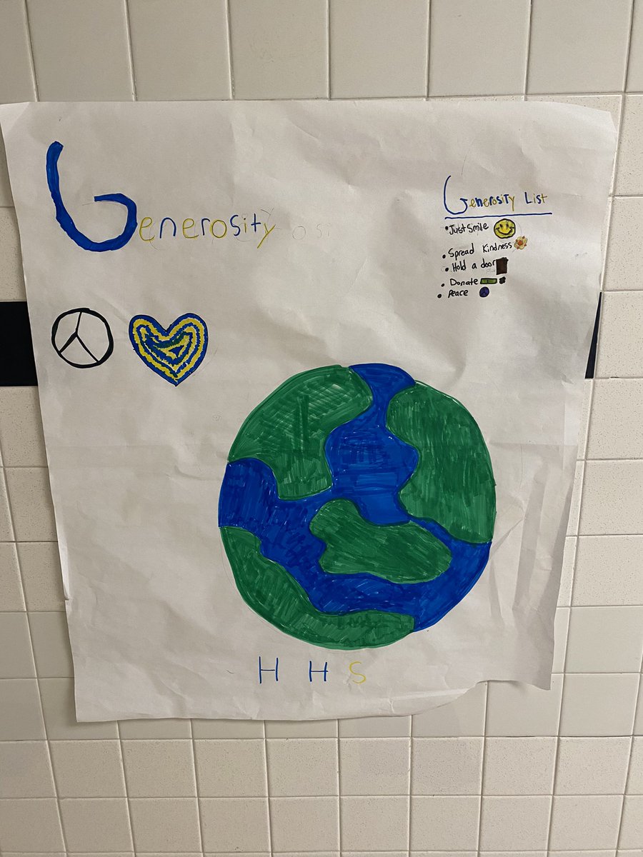 msbrennet's tweet photo. Loved celebrating our Generosity  theme during the months of March and April here at HHS! It was wonderful hearing about how our Huckleberry Heroes show Generosity and seeing the artwork in the halls!Looking forward to our final theme of the school year 😀 https://t.co/RclzA6qxRq