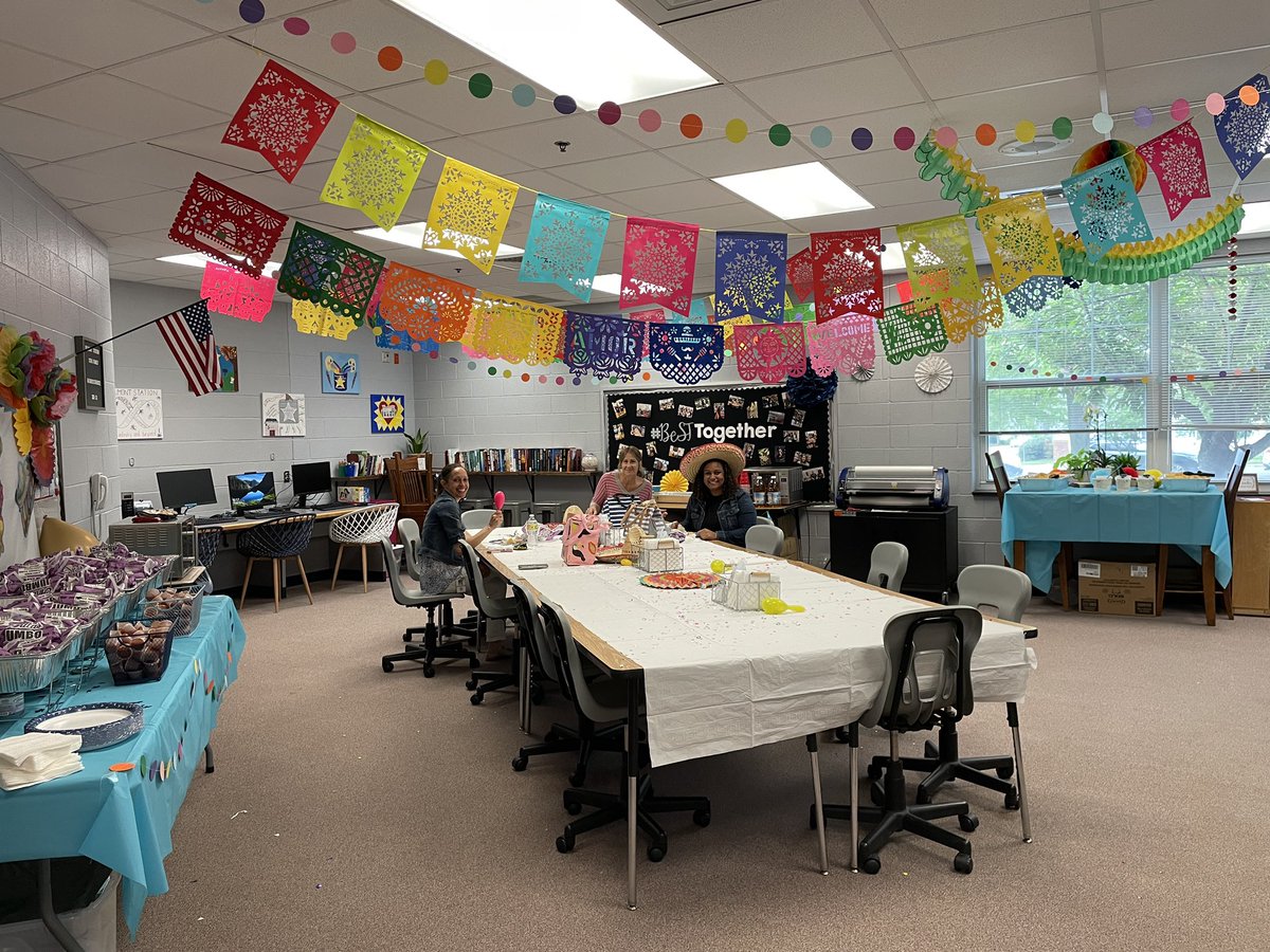BSTElementary's tweet photo. We were showered with love today! Thank you @healinghouse for bringing some furry friends and thank you to our fabulous PTA for a terrific fiesta lunch! #TeacherAppreciationWeek #alwaysOURbest #stars #belmontstation https://t.co/K3kcTAEDxj
