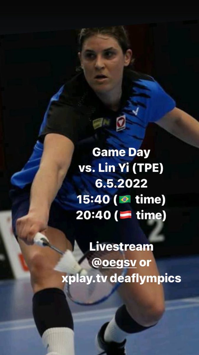 cavay's tweet photo. Game Day at #Deaflympics2022 6.5.2022 at 15:40(BZ time) 20:40 (AT Time) vs Yi Lin from Taipeh + let's go! https://t.co/Pp16BSq6vt