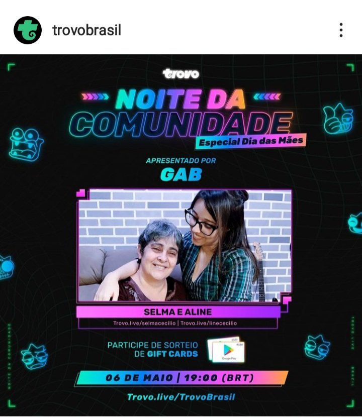 cecilio_selma's tweet photo. Live especial  de dia das mães na @trovobrasil !!! Conto com vcs galera do @HabboPTBR !!eu e minha filha Aline Cecilio juntas na msm Live.. estou muito contente ❤❤❤ https://t.co/EAlMlPLFvH