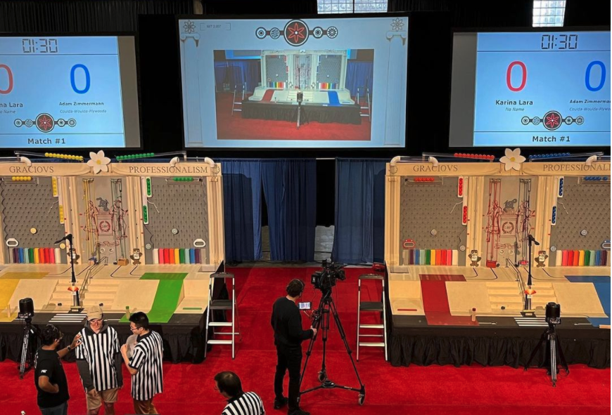 MITMechE's tweet photo. In two hours, robots designed and built by MIT students will go head-to-head on these massive game boards in five sudden death rounds. 

Tune into the 2.007 Robot Competition starting at 6:30pm EDT at https://t.co/UM7Fv09GvZ

📸: @PappalardoLab https://t.co/dKayMKAFUf