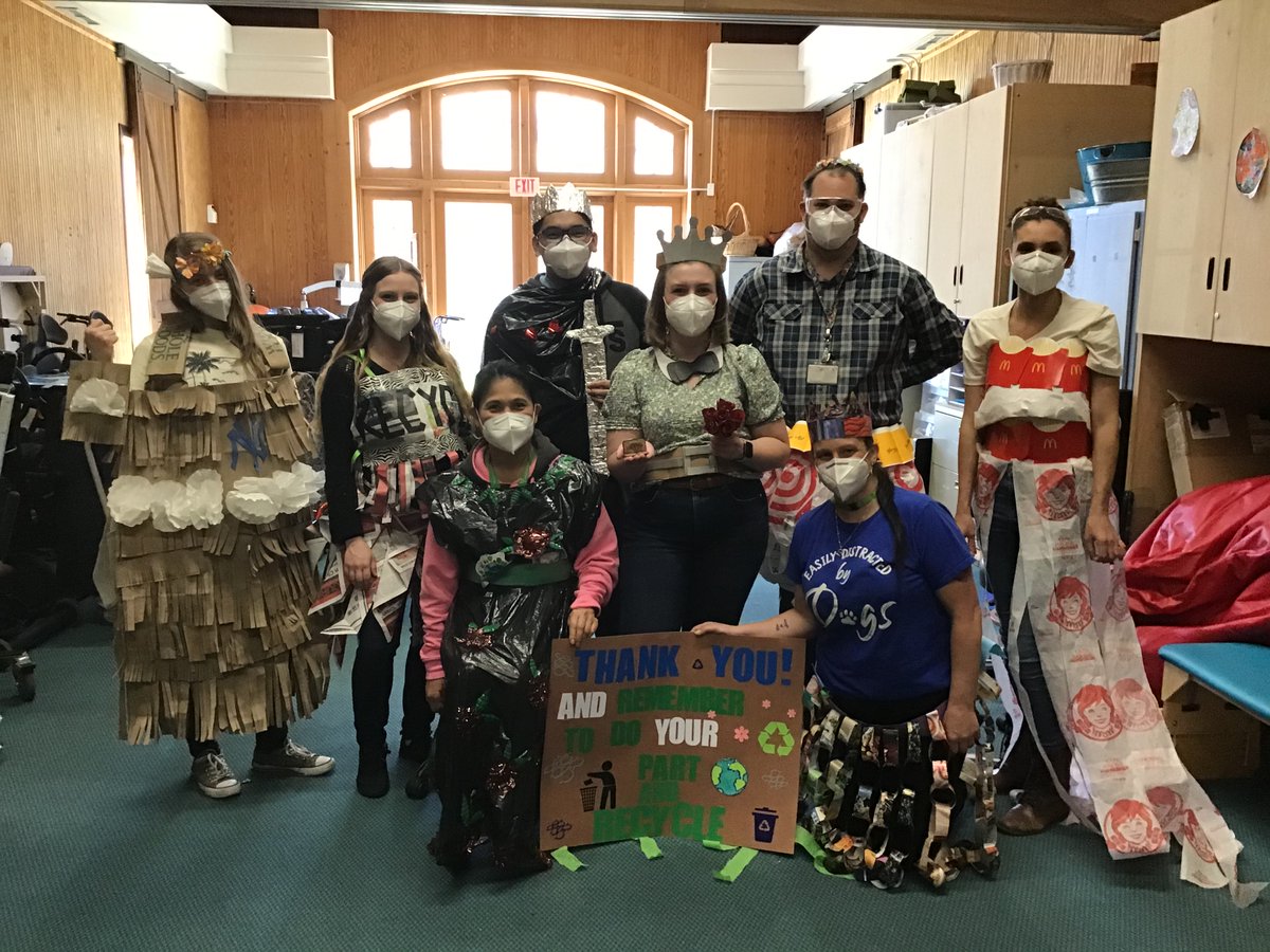MathenyMedical's tweet photo. In celebration of Earth Day last week, our Red Zone residents held a special fashion show using all recycled items! How do you reuse and recycle in your home? 

#EarthDay #RedZoneRocks #MathenyMagic #recycling #recyclingideas #recyclingproject #recyclingfashion #recyclingmatters https://t.co/ph5U4iBLEF