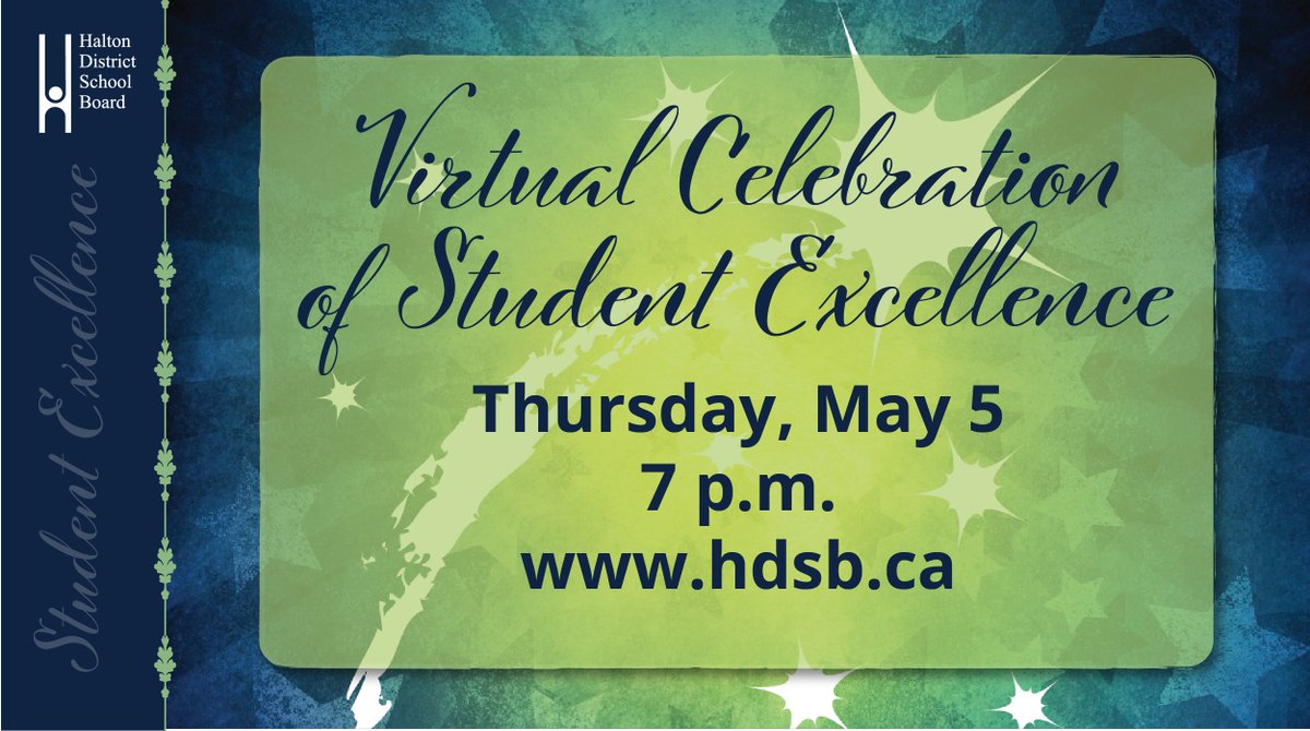 HaltonDSB's tweet photo. The virtual Celebration of Student Excellence takes place TONIGHT (Thursday, May 5) to recognize this year’s Student Excellence recipients. 

Tune in at https://t.co/h3I2BzBagA at 7 p.m. to celebrate these 107 outstanding students! 

Learn more: https://t.co/pDAFf9oniV https://t.co/mlWsqX2DIY