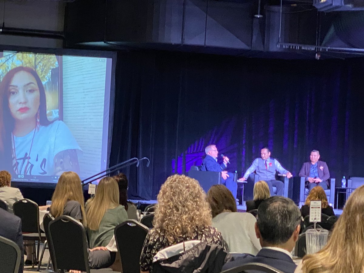 medbhlet's tweet photo. I could listen to Chief Cadmus Delorme from Cowesses First Nation talk all day long. Vice-Chief Aly Bear, Thomas Benjoe also fantastic. Great panel session at Think Conference 2022. #SaskPolytech #Reconciliation https://t.co/Zu310tKo8m