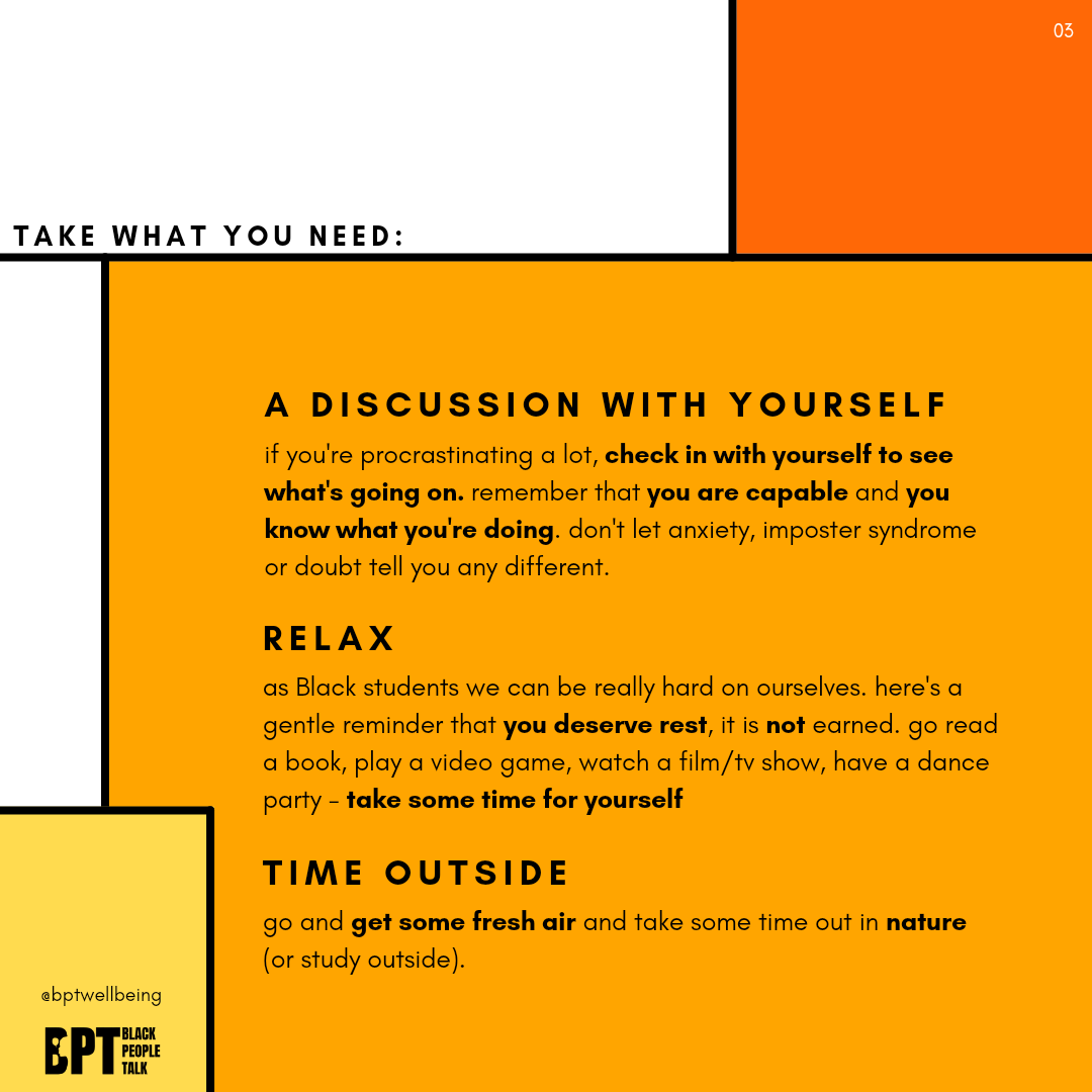 BPTwellbeing's tweet photo. Exam season is upon us π¬
This can be a hard time for many of us, especially as Black students. Always prioritise yourself & your wellbeing during this period, and remember that you're capable.
#BlackStudentsTalk #AcademicTwitter https://t.co/c8q4e3M7Jr