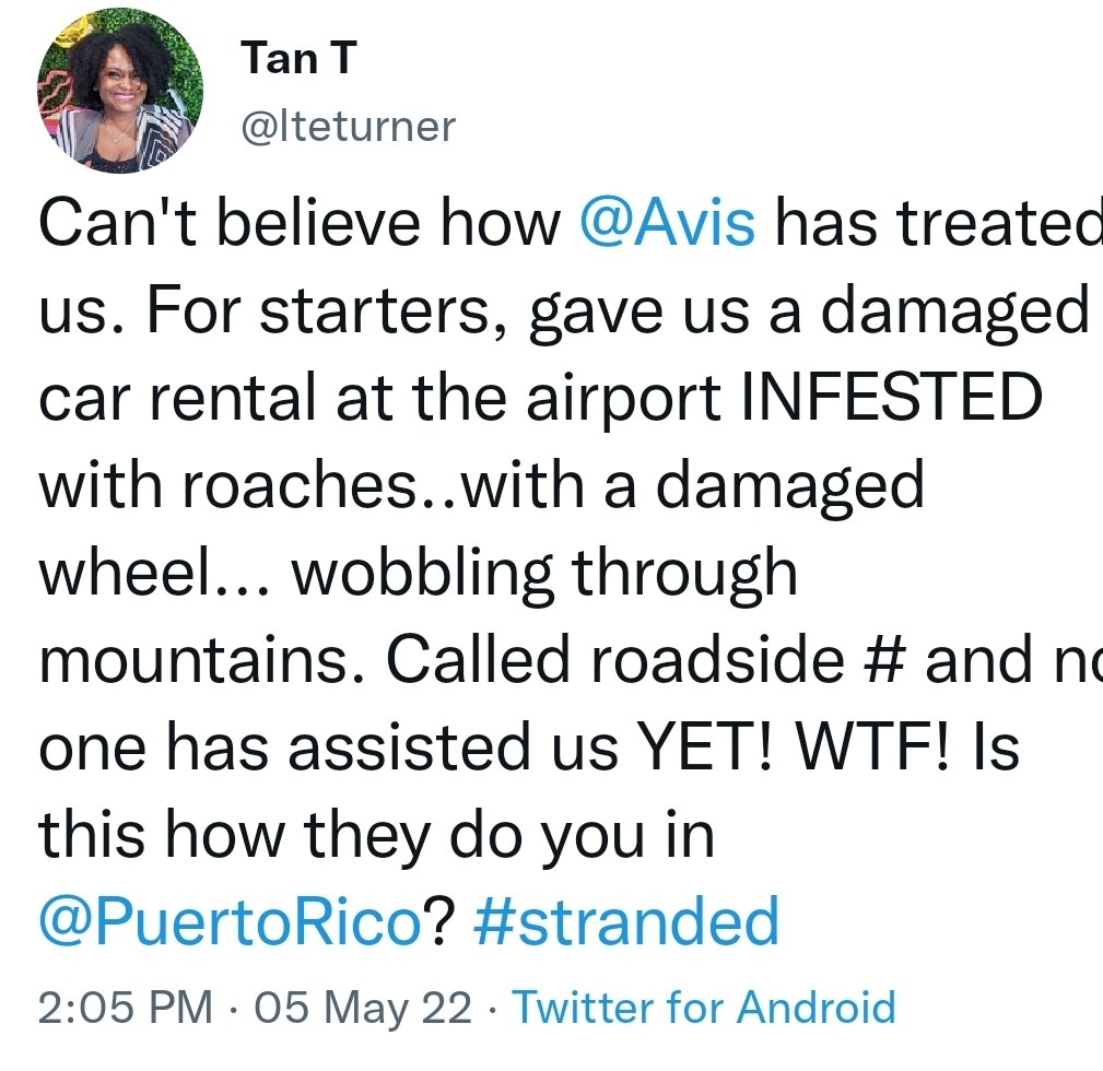 lteturner's tweet photo. @TheShadeRoom @TMZ @BlackTwittaNews  @Avis doing us bad out here in PR https://t.co/VwZqiveMoH