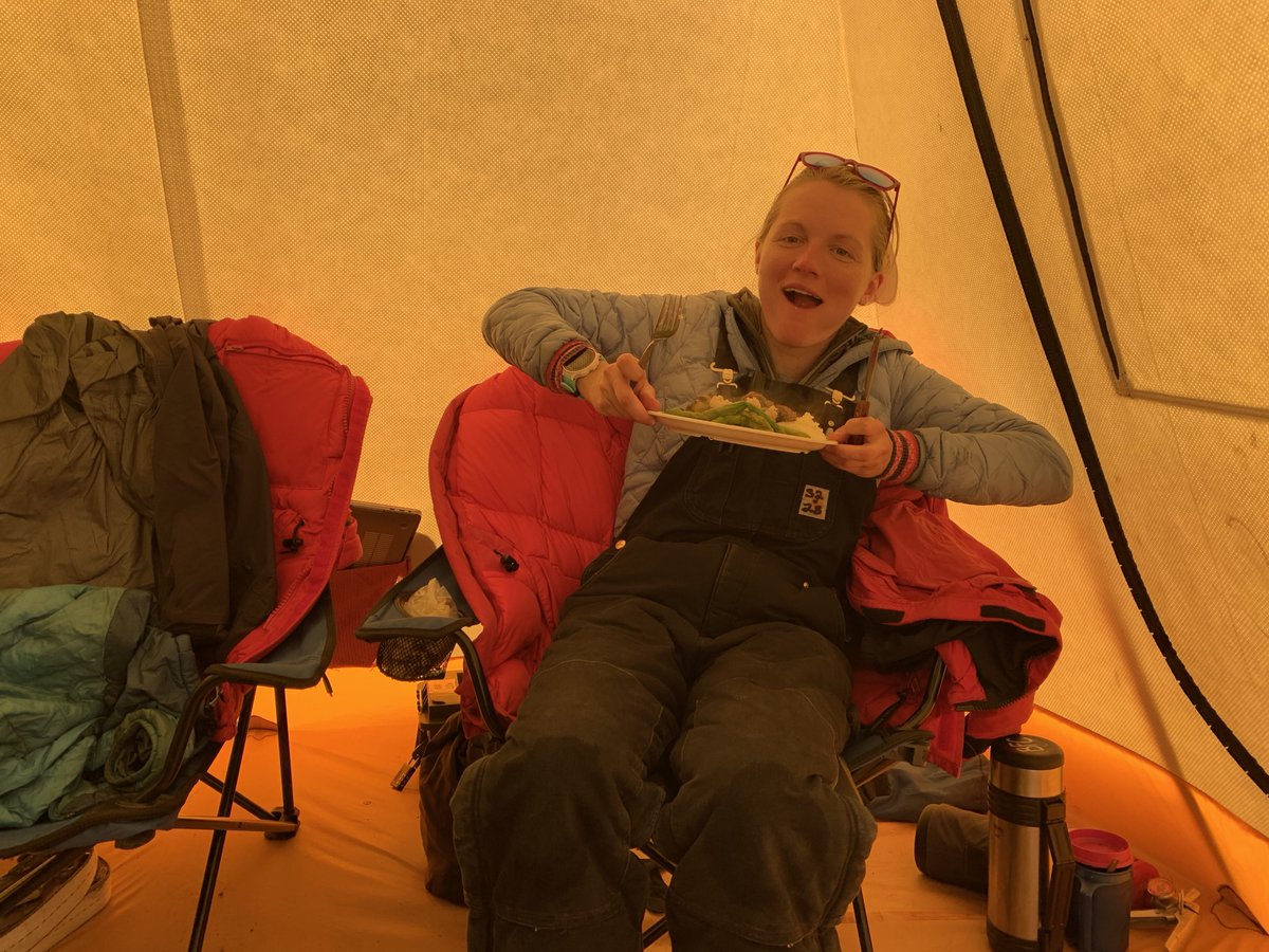 grumplesiggy's tweet photo. A few choice scenes: @kerrywkey rocks out while I take a nap; @h2chlobot enjoys our holiday dinner; the team eats lunch on our last move day; Chloe celebrates a plane arriving to pick us up after 2 months in a tent. A remarkable field season. More #subglacialsecrets to come!(7/7) https://t.co/Y8O5EhAU5e