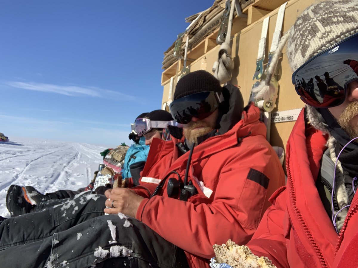 grumplesiggy's tweet photo. A few choice scenes: @kerrywkey rocks out while I take a nap; @h2chlobot enjoys our holiday dinner; the team eats lunch on our last move day; Chloe celebrates a plane arriving to pick us up after 2 months in a tent. A remarkable field season. More #subglacialsecrets to come!(7/7) https://t.co/Y8O5EhAU5e