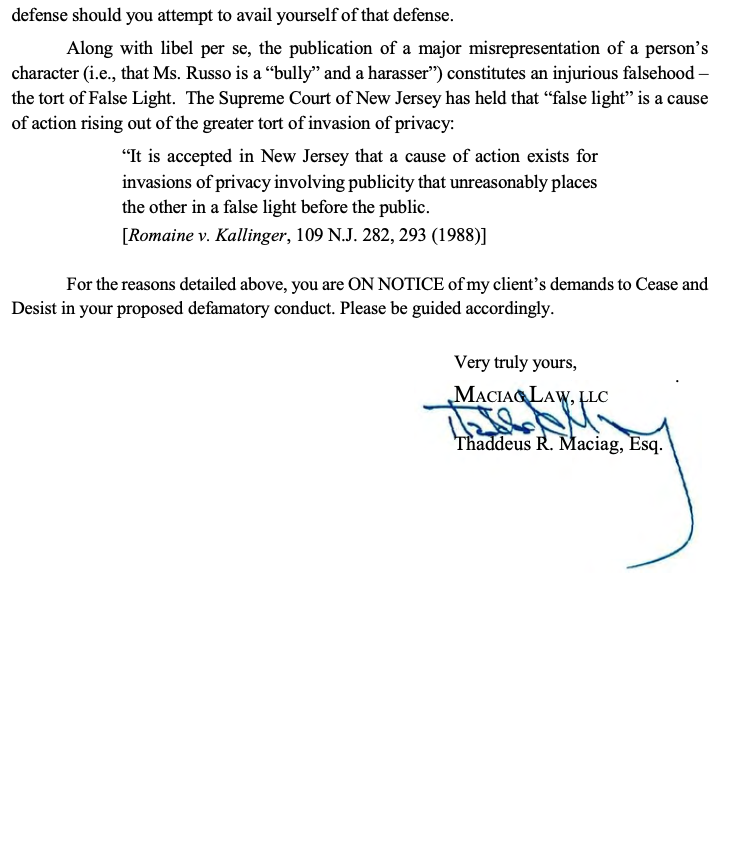 You do this for a little while, you're going to get cease &amp; desist letters every so often.

I've only gotten a handful, but this is the first time prior to publishing anything. 

This attorney seems to believe any anonymous allegations are automatically defamation.🤔 #Bayonne
