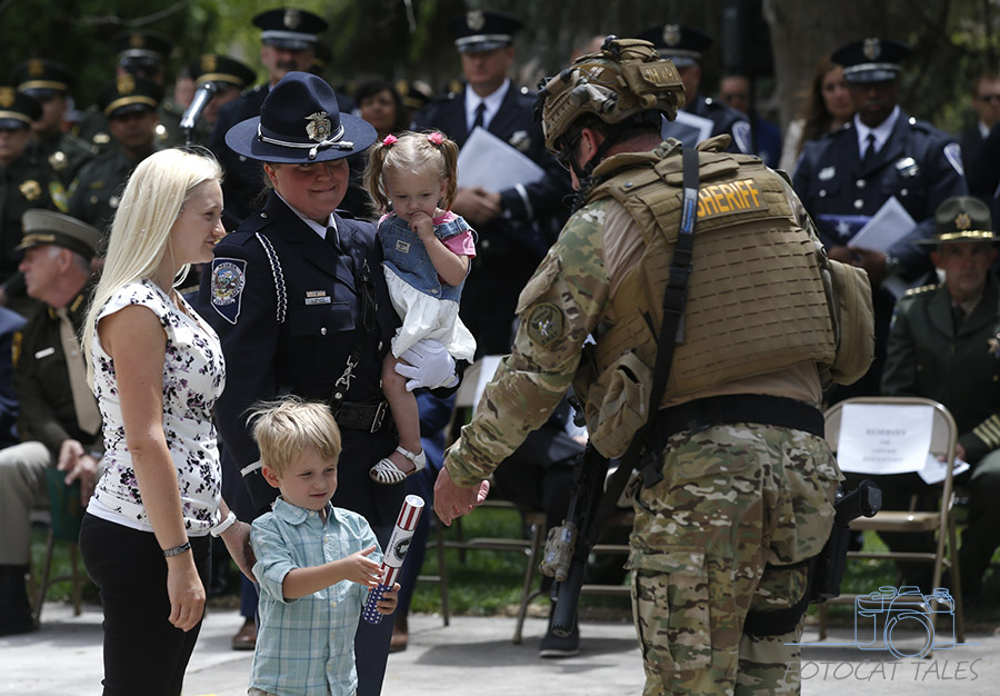 FotoCatTales's tweet photo. Hundreds gathered at the Capitol today for the 25th annual Nevada Law Enforcement Officers Memorial ceremony. Seven new names were added to the wall, bringing the total to 144 Nevada peace officers who have died in the line of duty. https://t.co/ScQMfkcLA4