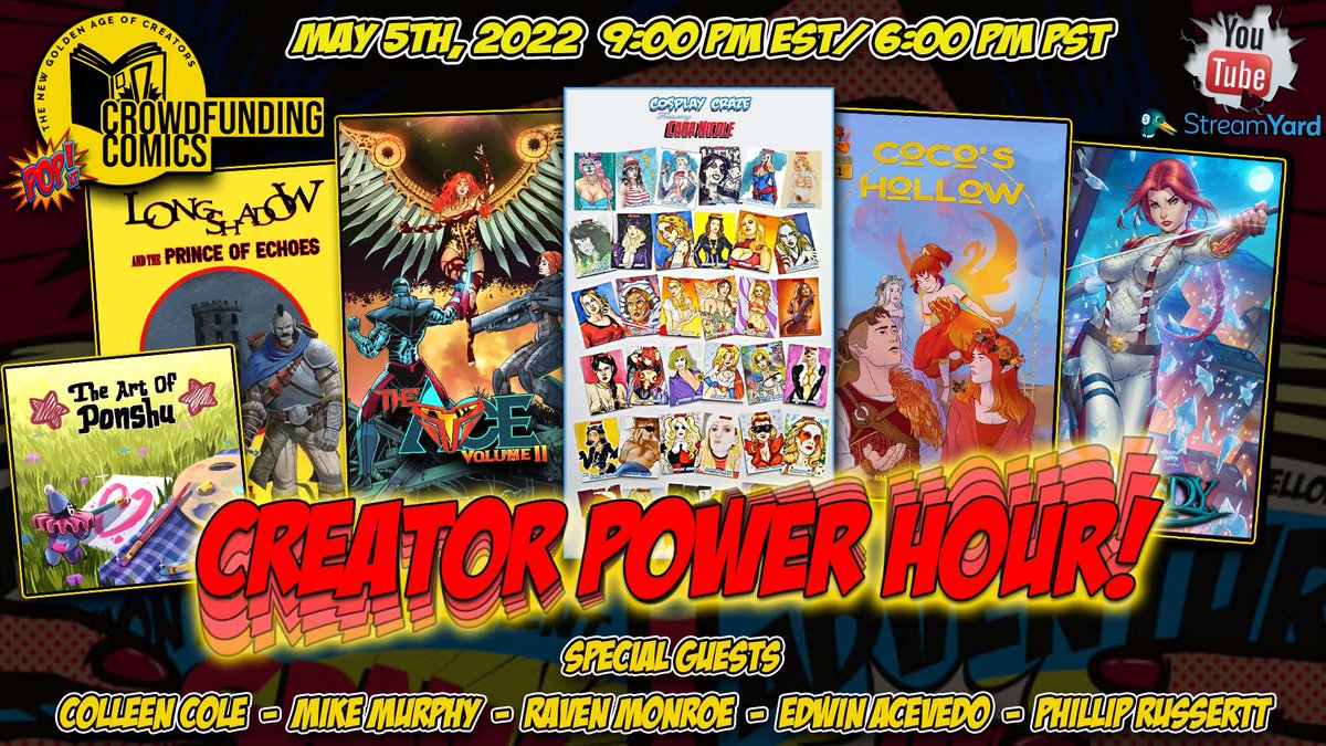 thepopxp's tweet photo. ALL NEW CROWDFUNDING COMICS: CREATOR POWER HOUR TONIGHT AT 9:00 PM EST!!

SEE YOU THERE!!
https://t.co/HEQISUKsbZ

@AzPowergirl @SketchyRaven @EdwinAces @Tragedy_Comic @chibi_mike @ColleenCModel @NileScala @BillyTucci @WartTheWizard @FleurDeVillainy #crowdfunding #comics https://t.co/LjBN7za64B