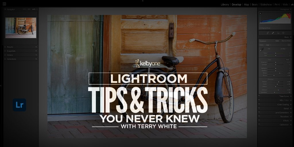 KelbyOne's tweet image. Dive into essential Lightroom tips and tricks with Terry White. Once you start using these tricks, you’ll never go back! #lightroom #lightroomtutorial 
members.kelbyone.com/course/terry-w…