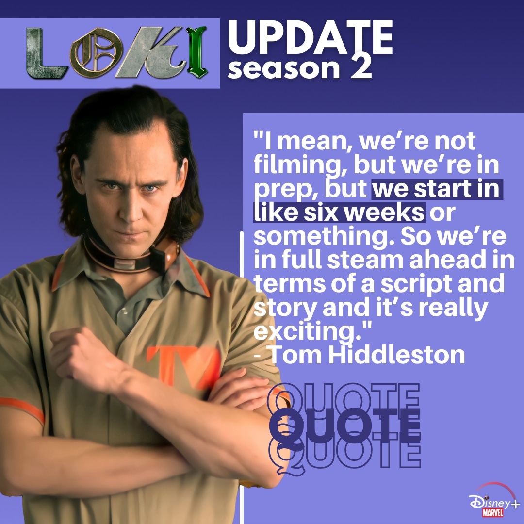 DisneyPlusMarve's tweet photo. 🐍 Season 2 starts shooting in 6 weeks according to Tom Hiddleston ! 

#DisneyPlus | #Marvel | #Loki #DisneyPlusMarvel | #TomHiddleston #MCU | #MarvelStudios https://t.co/1PP3JvYtVX