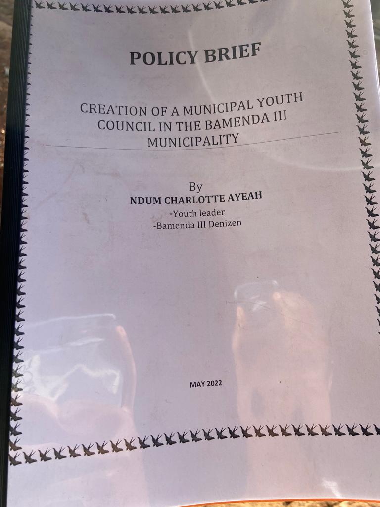 We applaud <a href="/AyeahCharlotte/">Ndum Charlotte Ayeah🇨🇲</a> as she designs a policy brief &amp;  disseminates 2 stakeholders requesting a youth council in her municipality. Being an #AGYW Advocate with us who has passed thro our policy design programs, she is now replicating knowledge learnt. <a href="/Yplus_Global/">Y+ Global</a> <a href="/awdf01/">African Women's Development Fund</a>