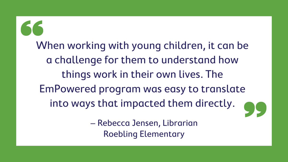 Through our #EmPoweredSchools program, teachers help students develop leadership and STEM learning skills through #energyefficiency curricula. Librarian Rebecca Jensen at <a href="/FTSD_Roebling/">Roebling Elementary</a> said her students' "enthusiasm sold the program." Visit empoweredschools.org to learn more.