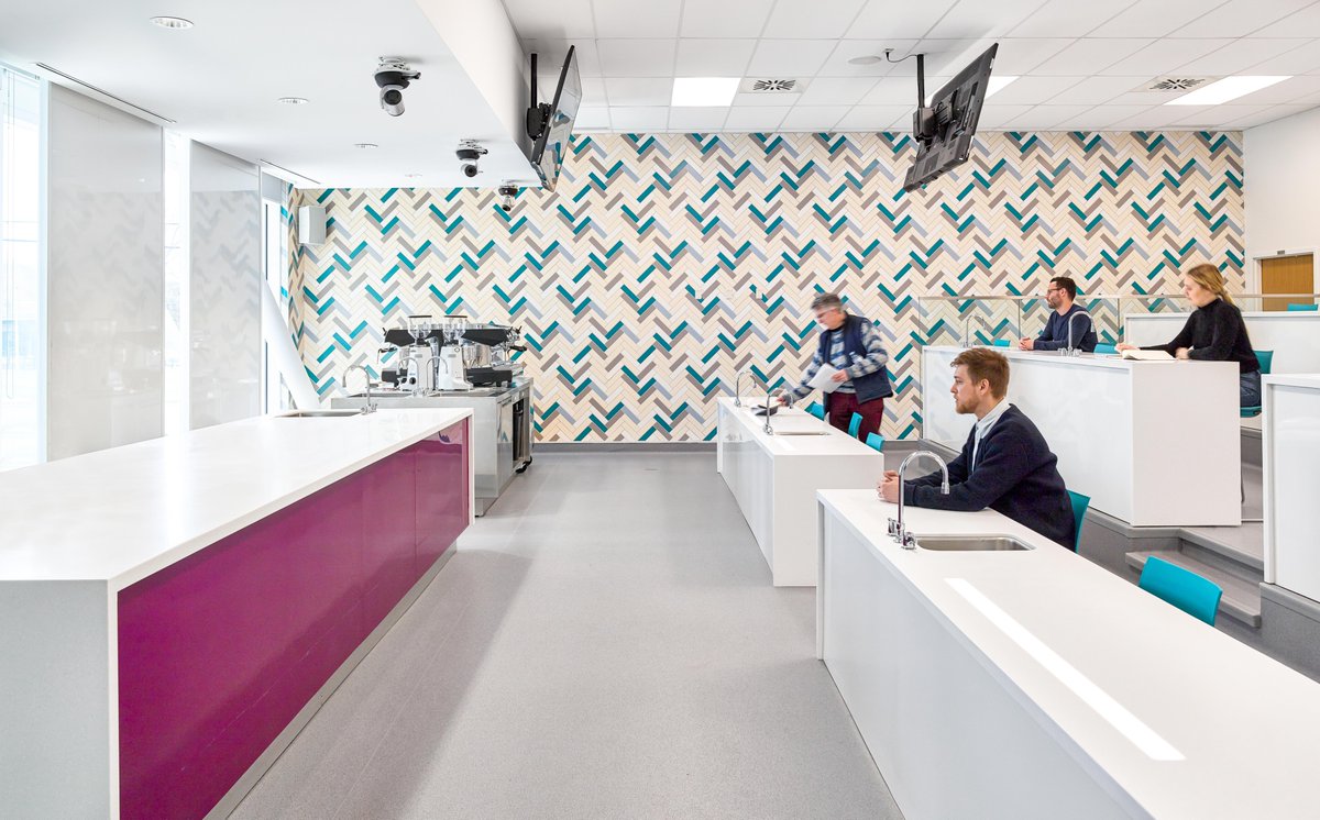 CeramicsOfItaly's tweet photo. 2022 #TileCompetition Institutional Winner // The Centre for Culinary and Hospitality Innovation is part of a significant renovation and expansion of Conestoga College’s North Campus in Waterloo, Ontario! #CeramicsOfItaly #TileCompetion2022 https://t.co/s5grh4UD5u