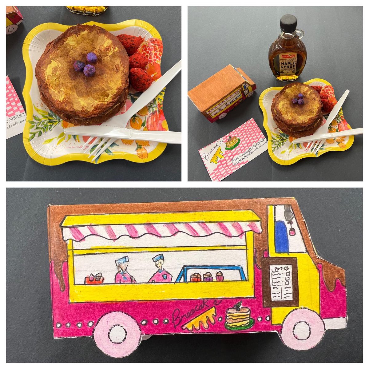 lkhannon32's tweet photo. I just love the Food Truck Designs/Business Cards that the 7th and 8th grade students at SCMS created. They also made realistic food sculptures out of just toilet paper, water and paint! #foodtruckdesign #toiletpaperfoodsculpture #scmsrocks @MrDomagalski @bradrobb https://t.co/ngqFHTBKhV