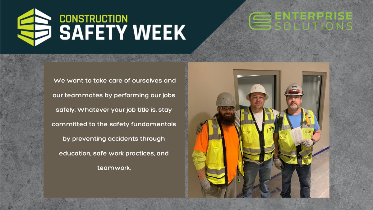 EnterpriseSol's tweet photo. Safety is a team effort. The best way to exhibit teamwork is by taking the time to teach someone else a safer way to do the job or correct a condition you think might be a hazard. Cooperation of this sort is necessary to stay safe both in the workplace and in our everyday lives. https://t.co/p5jJrOwWxy
