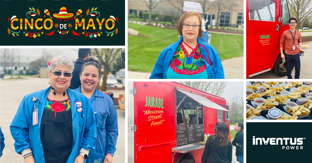 InventusPower's tweet photo. Happy #CincoDeMayo! Employees at our corporate headquarters in #Woodridge, IL, were treated to a festive taco lunch from @JarabeChicago sponsored by the site's Social Engagement Committee. Thanks to all who joined in the celebration. #InventusPowerLife #HappyCincoDeMayo https://t.co/hiqgOgSzjy