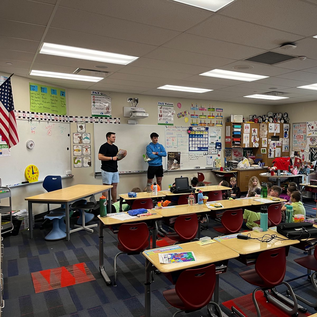 Our players had a great time reading books with the second grade students today. Thank you  <a href="/secondandseven/">2nd & 7</a>!