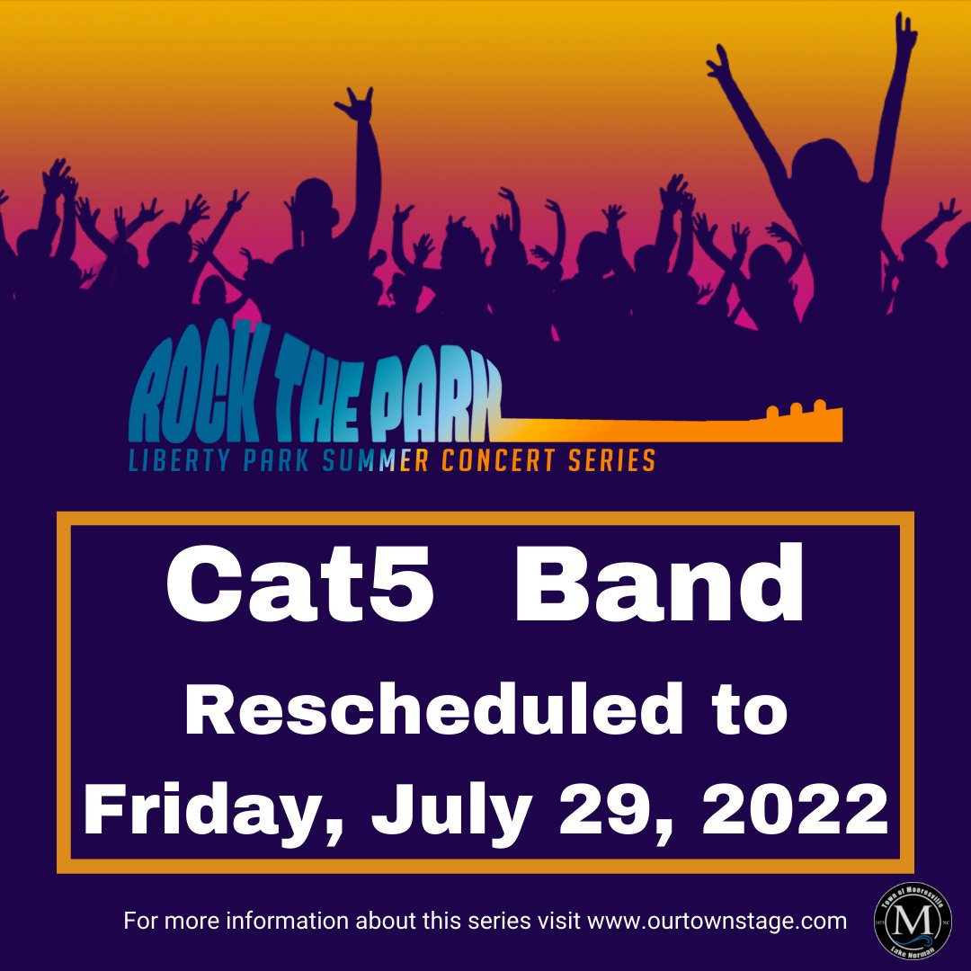 Unfortunately, due to the inclement weather in the forecast for tomorrow, the first Rock the Park concert has been rescheduled. Make sure to mark your calendars for July 29 instead!