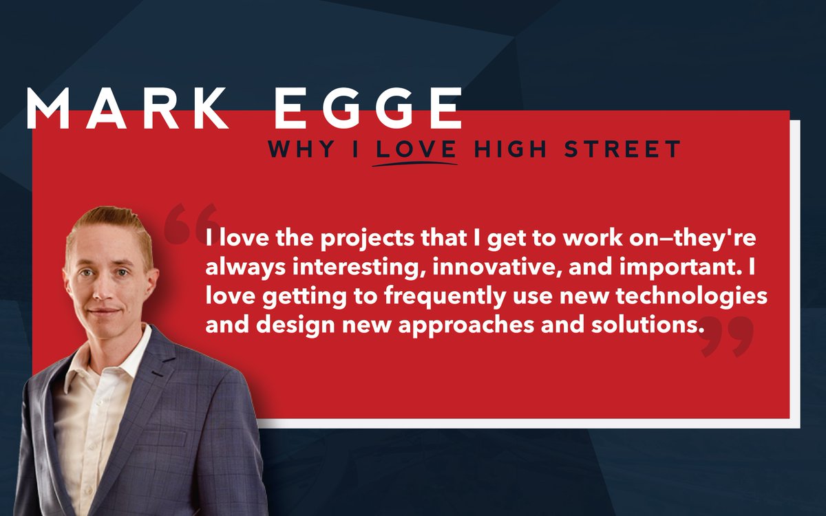HighStreetHSC's tweet photo. High Street's 1st data scientist, Mark Egge has transformed our service offerings to meet the ever changing needs of our clients. He &amp; his team help clients understand their data, improve their decision making, &amp; take advantage of emerging digital tools. Congrats on 5 years Mark! https://t.co/EQxcshw9jC