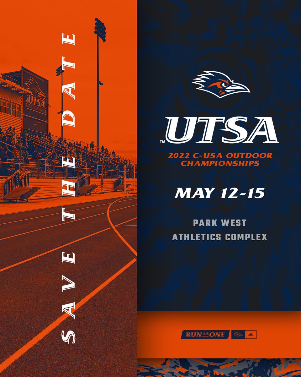 UTSATrackXC's tweet photo. We're excited to host the 2022 Conference USA Outdoor Track &amp; Field Championships on May 12-15 at Park West Athletics Complex. For more information and a complete meet schedule, please visit the link below.

ℹ️ https://t.co/iJzwR3HBtK

#BirdsUp 🤙 https://t.co/ibuEUpNzeQ